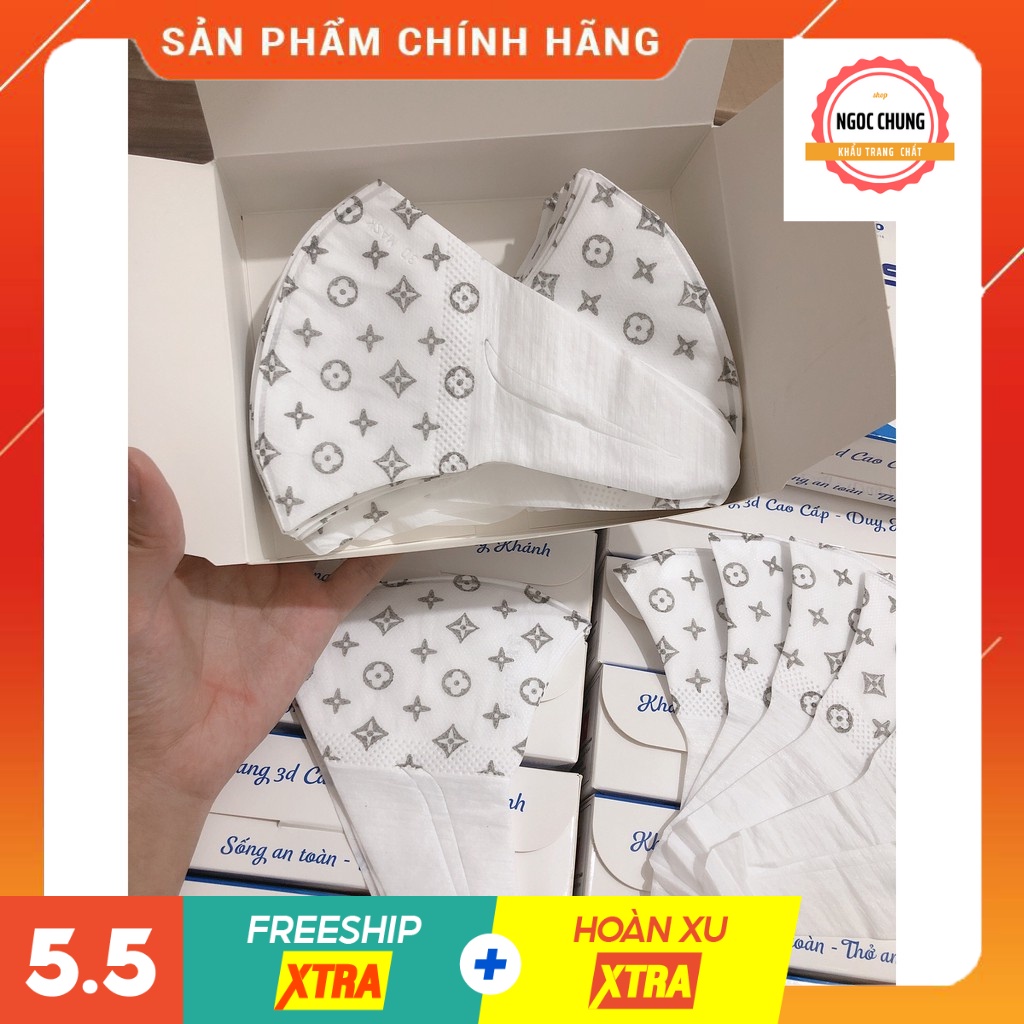 25 cái khẩu trang khẩu trang 3D Mask VL họa tiết duy quân Xuân Lai Chất Dày Dặn, Quai Bền Dai, Ôm Mặt siêu sang trọng