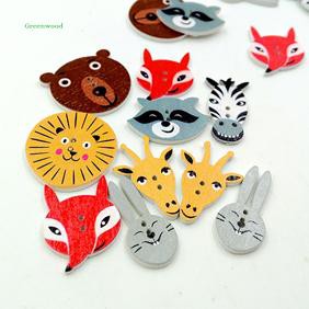 Set 50 cúc gỗ hình hoạt hình dễ thương để trang trí thủ công