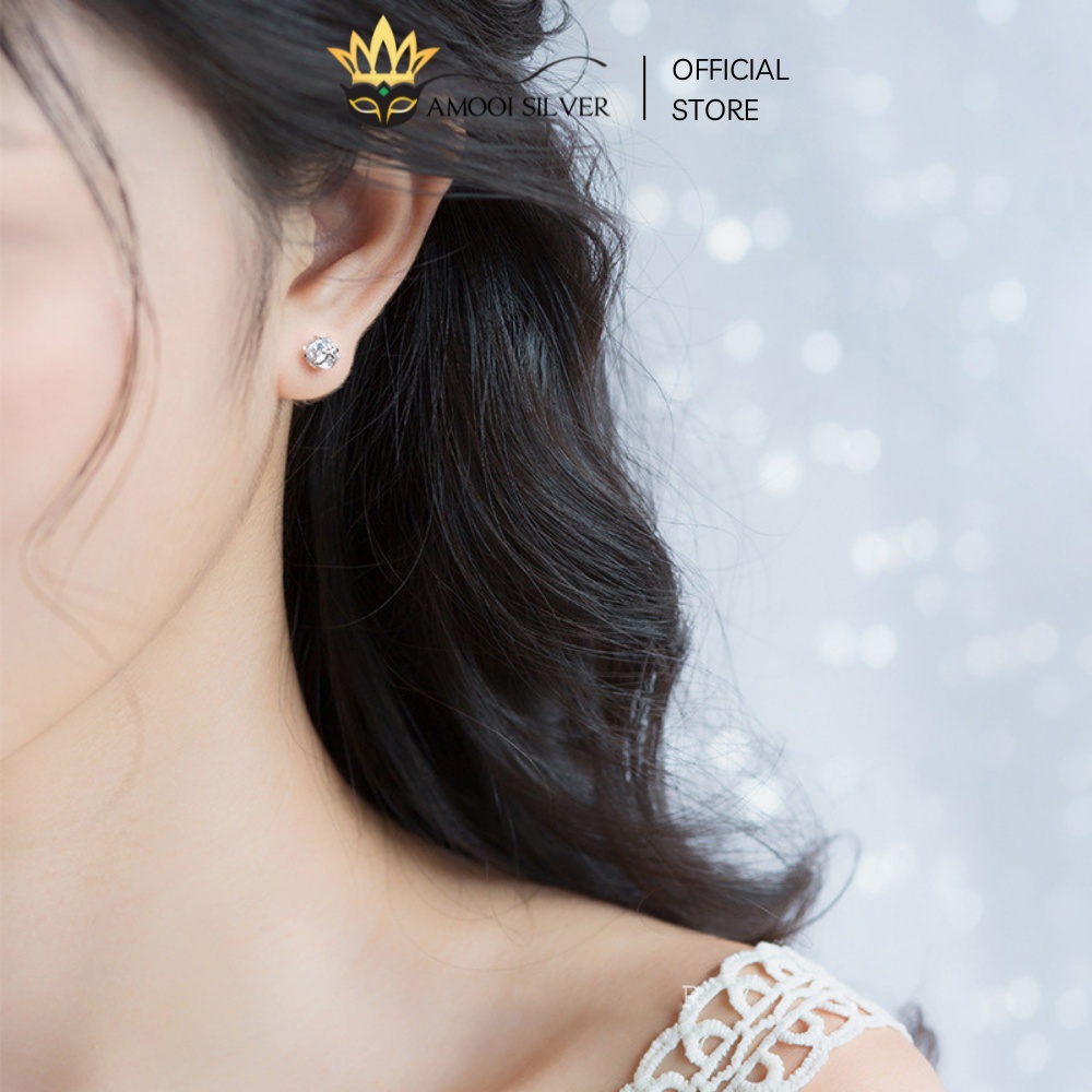 Bông Tai Bạc S925 Đính Đá Mẫu Galaxy Chui Vặn Sang Trọng - Amooi Silver AB36