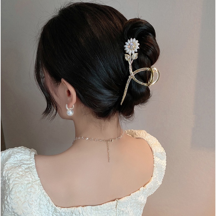 📛 RẺ VÔ ĐỊCH 📛 Kẹp tóc càng cua cao cấp hình hoa hướng dương đá trắng hottrend phong cách hàn quốc