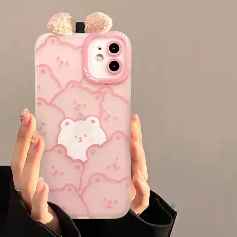 Ốp Điện Thoại In Hình Gấu Xinh Xắn Cho iPhone 11 12/13Promax Xs 8/7Plus