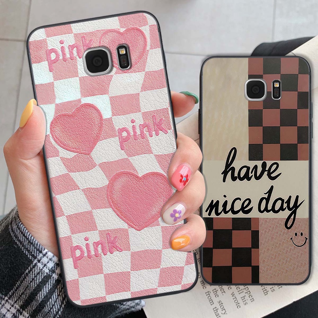 Ốp Samsung S6 / S6 EDGE / S7 / S7 EDGE caro trái tim cá tính, thời trang siêu đẹp, siêu phong cách