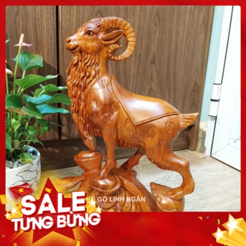 Tượng con Dê gỗ hương (Cao 40, rộng 26, sâu 11 cm)