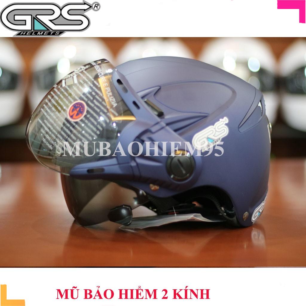 ♥️ Shop Uy Tín ♥️ Mũ bảo hiểm nửa đầu 2 kính GRS tháo lót, 1 kính âm gạt lên được