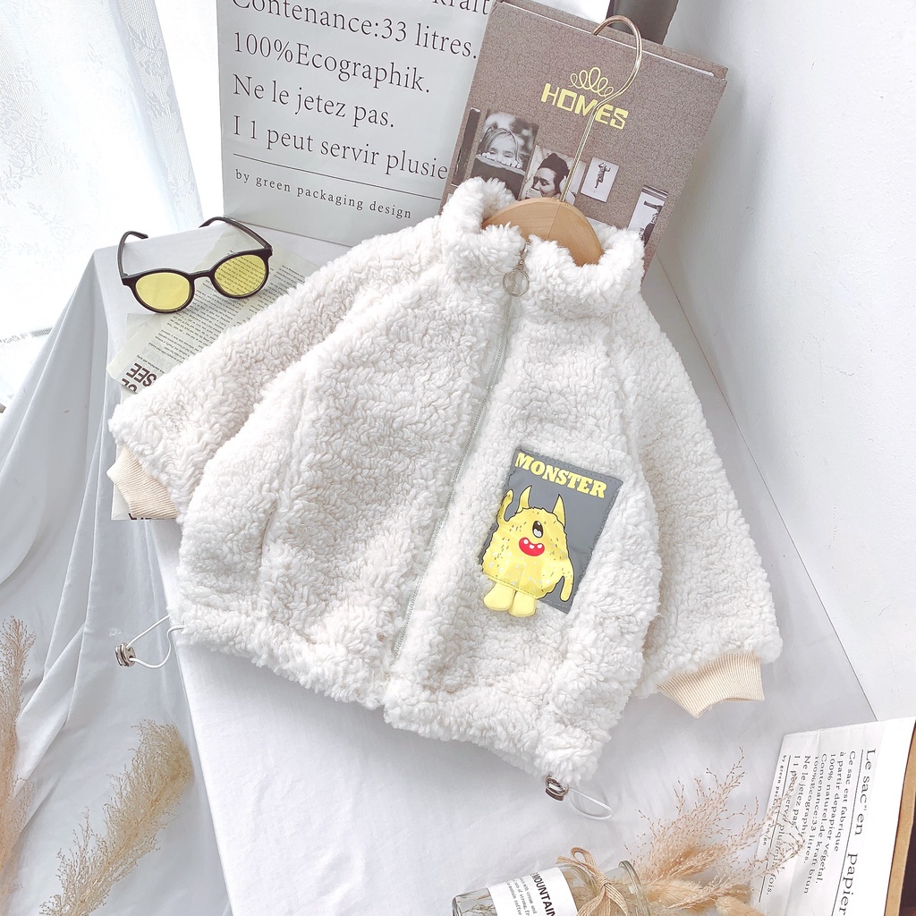 (9-19kg)[ Hàng QCCC] Áo khoác lông cừu Monster chất hơn nước cất cho bé trai bé gái