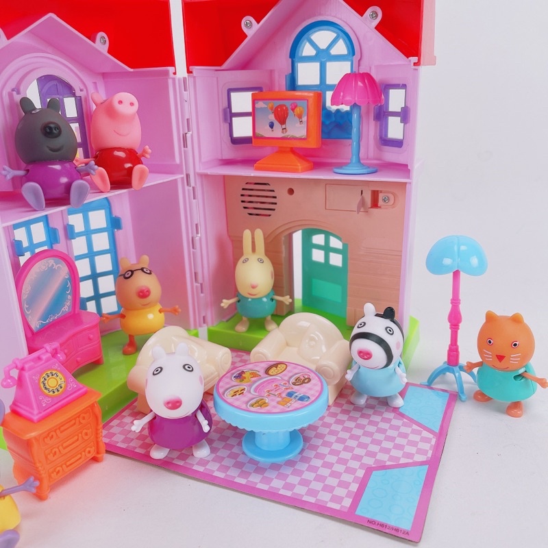 Bộ Đồ Chơi Mô Hình Gia Đình Heo Peppa Pig-Ngôi nhà lợn có nhạc chuông