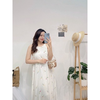 Đầm maxi hoa sát nách-hình shop chụp thật