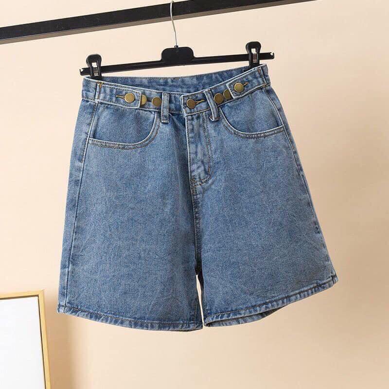 Quần Short Jean Bò Nữ Dáng Ngố Lửng Ống Rộng Chất Jean Trơn Mền Dày Xịn Quần Đùi Bò 5 Khuy Cạp Cao [Video + Ảnh Thật]