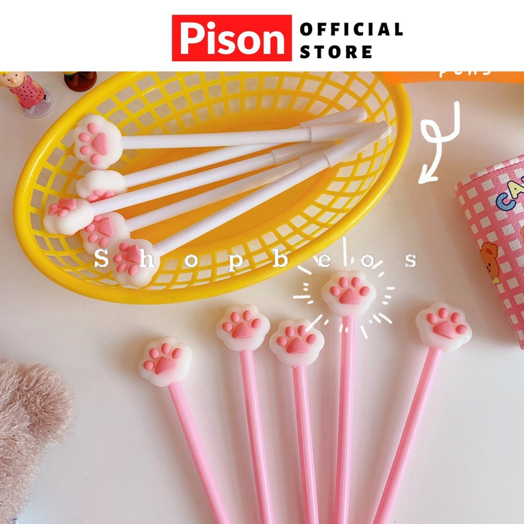 Bút bi nước mực gel hình Chân gấu hồng Pison, mực đen ngòi kim 0.38mm - SP0280 - 1 cái