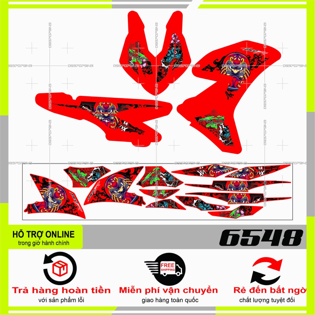 TEM RỜI WINNER X DARUMA DÁN XE ĐỎ -- SHIN DECAL 2