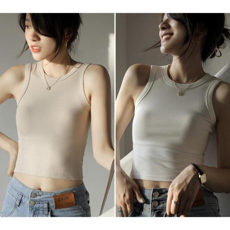 Áo Ba Lỗ Nữ Dáng Croptop Cotton Tăm Xuất Khẩu Siêu Mềm