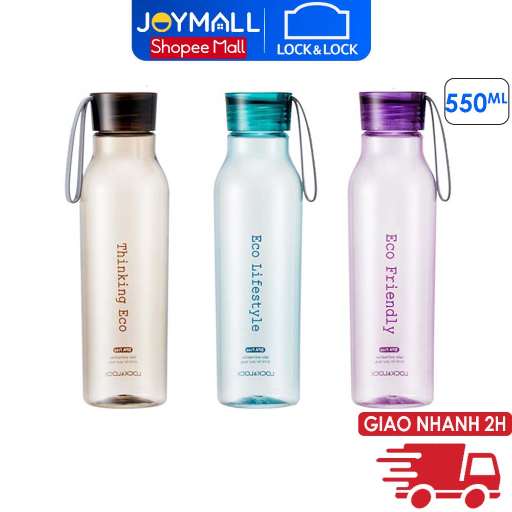 Bình Nước Nhựa Tritan Lock&amp;Lock Eco Bottle ABF644 550ml - Hàng Chính Hãng, Gioăng Silicone Chống Rò Rỉ - JoyMall