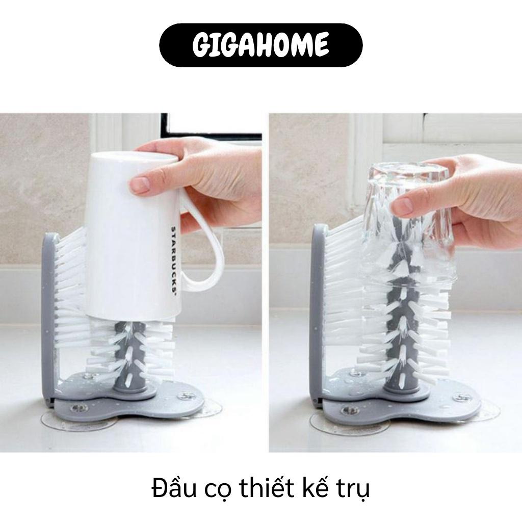 Cọ Rửa Ly GIGAHOME Bàn Chải 2 Mặt Chà Rửa Ly, Cốc, Bình Sữa Trong Ngoài Đế Hít Chân Không 7719