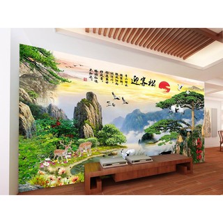 Tranh dán tường 3D phong thủy BINBIN PT40 (Kích thước : tuỳ chọn)