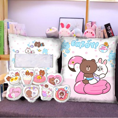 Gối gấu bông gấu brown thỏ cony vịt sally GMC6 gối mochi bông size to 35 cm kèm gấu nhỏ bên trong gấu dễ thương