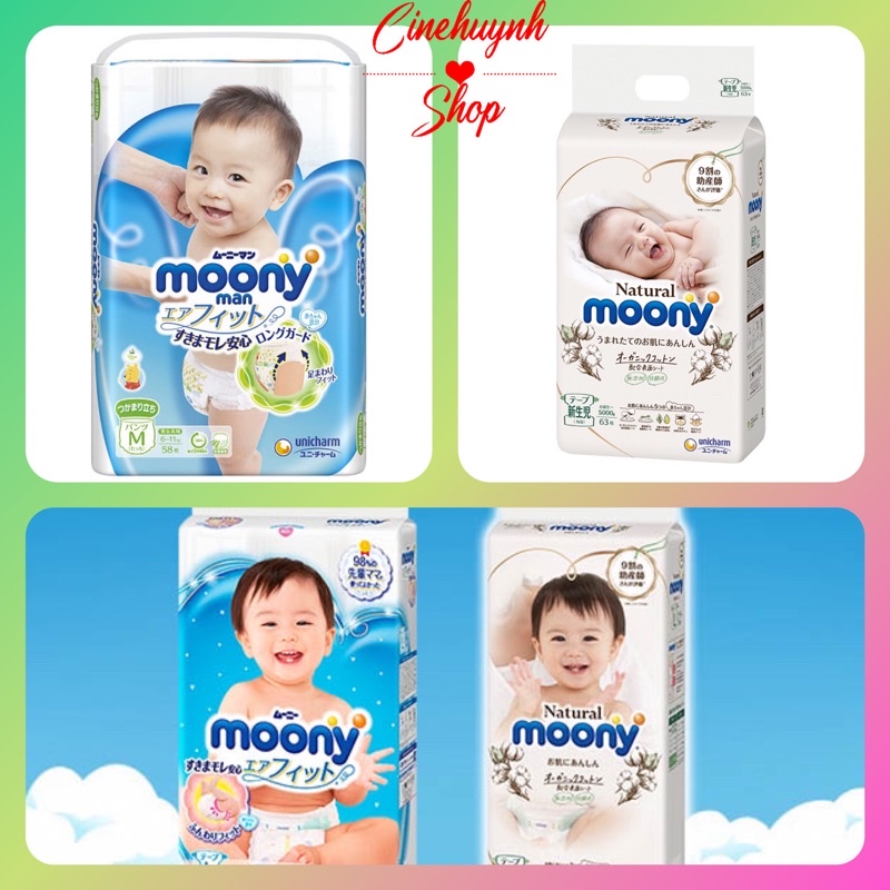 Freeship Extra] Tả/Bỉm Moony Nội Địa Nhật Dán/Quần Đủ Size Nb90, S84, M64, L54, Xl38