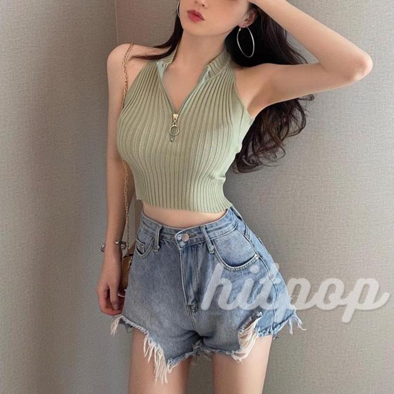 Áo Lửng Không Tay Thời Trang Quyến Rũ Cho Nữ