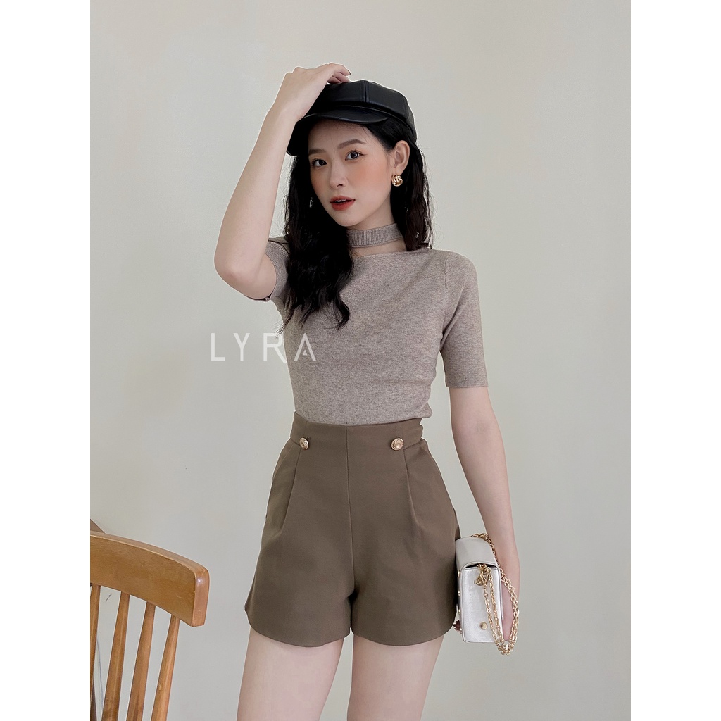 Áo len cộc tay cutout ngực  LYRA, chất len mềm mịn xinh xắn, mẫu hot 20121- VSYAL0010 | BigBuy360 - bigbuy360.vn