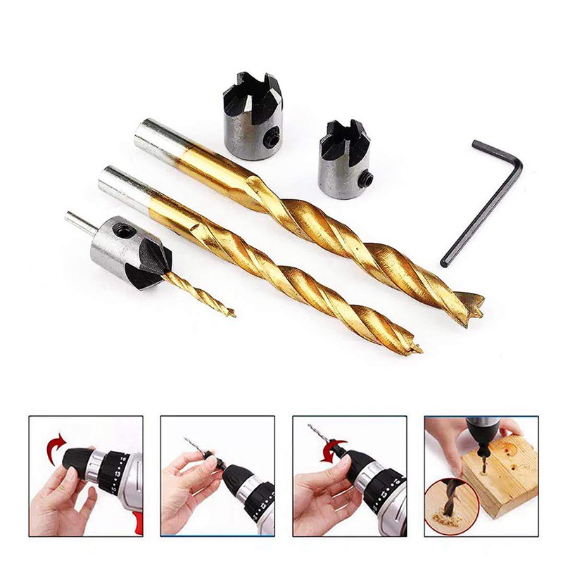 4 PCS Titanium Coated Countersink Drill Bit Set