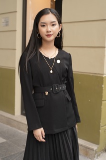 Áo giả vest cúc đồng