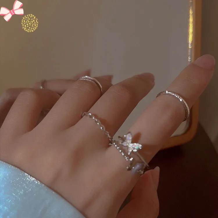 Nhẫn Hở Hình Bướm Và Có Thể Điều Chỉnh Phong Cách Hàn Quốc Thời Trang Dành Cho Nữ