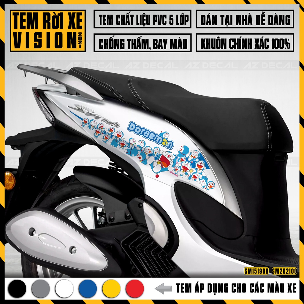 Decal Xe SH Mode Mẫu Doraemon | SM08 | Tem SH Nữ Dễ Thương, Áp Dụng Xe Màu Đen, Trắng, Đỏ, Bạc Đen, Kem