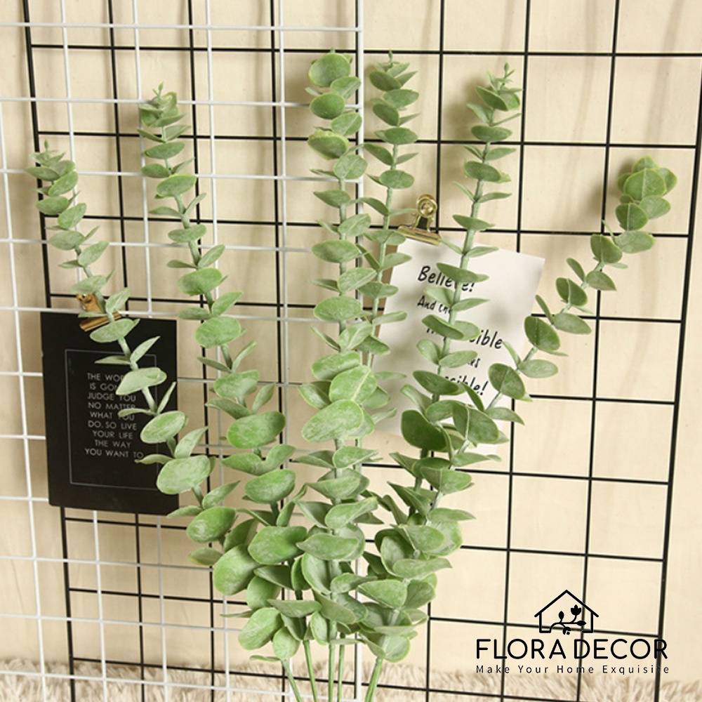 Cành lá khuynh diệp, lá táo giả loại 1 Flora Decor chụp ảnh, trang trí bằng nhựa cao cấp