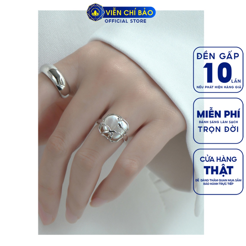 Nhẫn bạc nữ Ngọc Trai Vuông chất liệu bạc 925 thời trang phụ kiện trang sức nữ thương hiệu Viễn Chí Bảo N000567