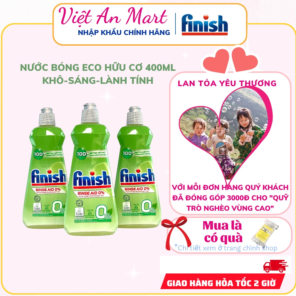 Nước bóng Finish Eco không mùi nước trợ xả dầu bóng Finish Nước làm bóng finish dùng cho Máy rửa bát