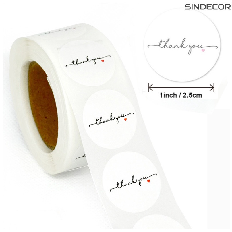 Sticker thank you order cuộn 500 cái đóng hàng hình dễ thương