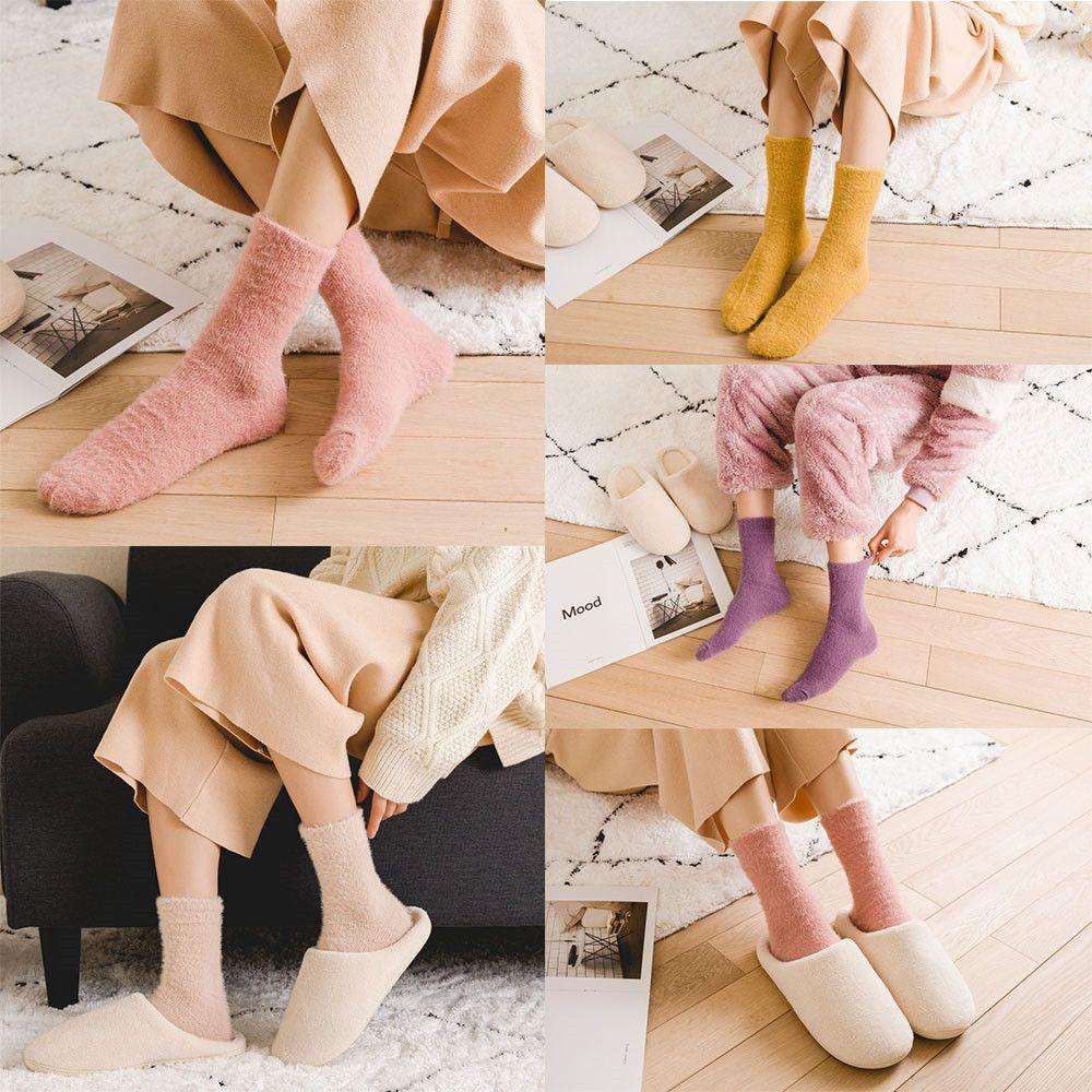 Vớ Lông Cừu San Hô Dày Mềm Mại Thoáng Khí Thoải Mái Cho Nữ