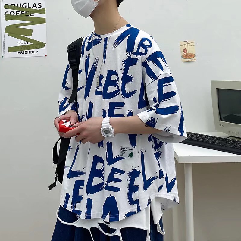 Áo Thun Cổ Tròn Dáng Rộng In Chữ Đơn Giản Nhiều Màu Thời Trang Hàn Quốc Size M-3XL