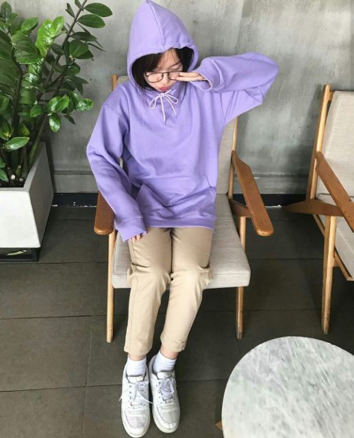 Áo Hoodie Trơn Tay Dài Túi Bụng