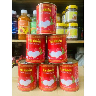 Vải thiều nước đường lon lychees lon 560gr