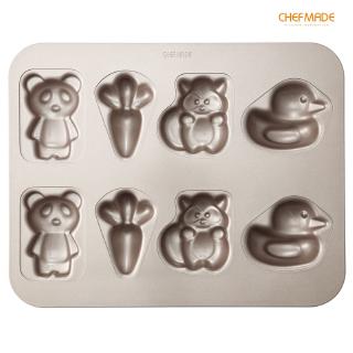 CHEFMADE Khuôn Làm Bánh 8 Lỗ Chống Dính Hình Củ Cải Con Gấu Vịt Gấu Mèo Hoạt Hình WK9319