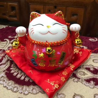 Mèo thần tài mini màu đỏ