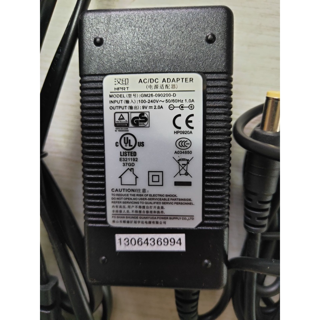 Con dấu Trung Quốc chính hãng GM26-090200-D Máy in nhãn mã vạch 9V2A Sạc biến áp