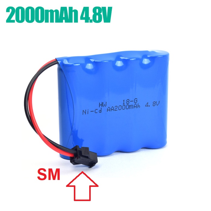 [Mã LIFE0503TOYS giảm 10% đơn 0Đ] Pin sạc Ni-Cd 4.8v 2000mAH cổng SM dùng cho xe mô hình điều khiển