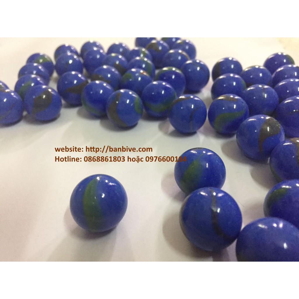 Bi ve - bộ viên bi sứ xanh nước biển có vân bộ 50 viên