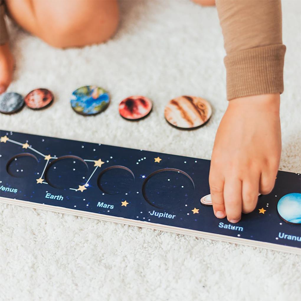 [Mapde] Educational Toy Wood Interactive Toys Preschool Planets Board Training Teaching Learning Plaything Gifts Girls
