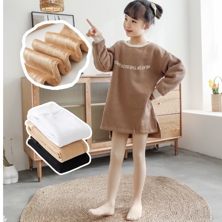 Quần legging quần tất liền bàn lót lông siêu dày cho bé