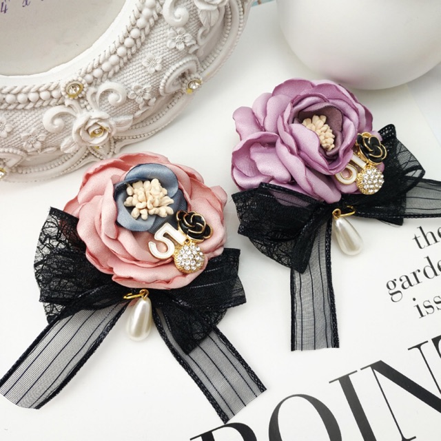 Cài áo Nơ Hoa Hồng bằng lụa handmade - mã 80