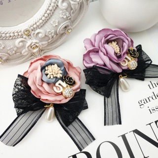 Cài áo Nơ Hoa Hồng bằng lụa handmade - mã 80