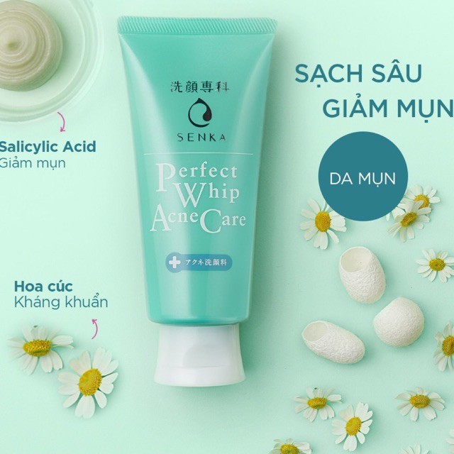 Sữa Rửa Mặt Senka Perfect Whip Acnes Care Dành Cho Da Mụn 100g