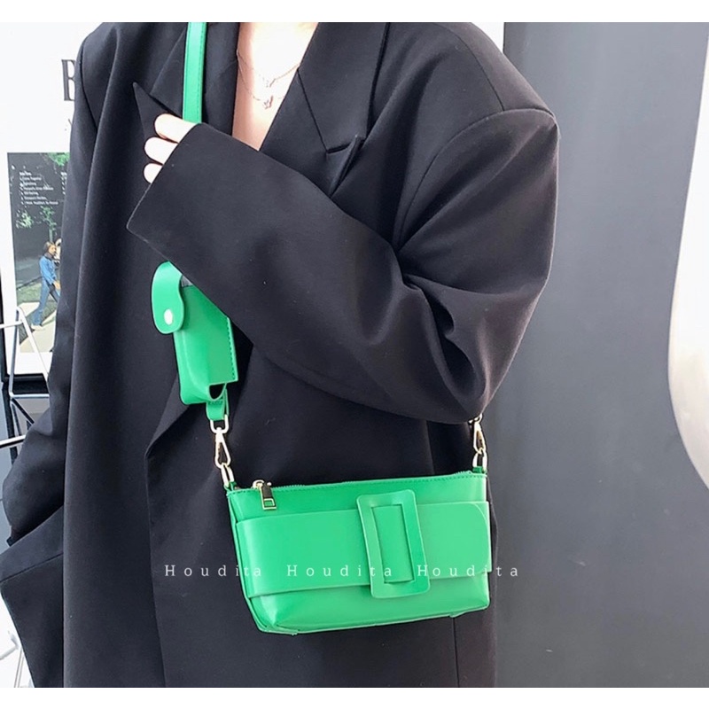 Túi đeo chéo da mềm kèm túi hộp nhỏ ulzzang cá tính nặng động - HOUDITA - STXCTK046