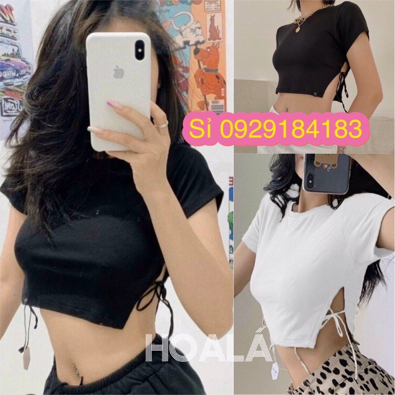 Áo Croptop Đan Dây Hông Cá Tính A64