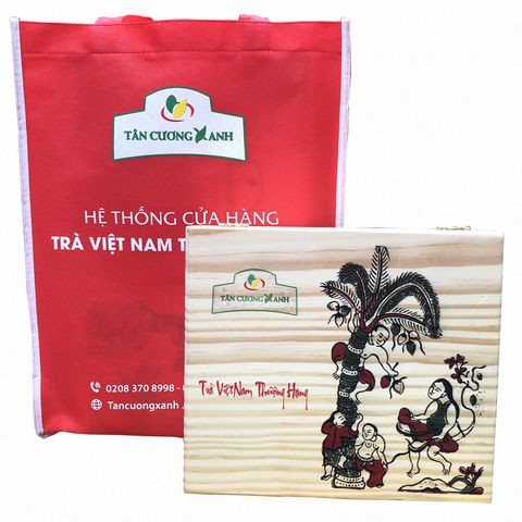 Trà Đinh Ngọc Tiến Vua - Hộp Gỗ Thông 200gr / 300gr Trà Thái Nguyên TÂN CƯƠNG XANH