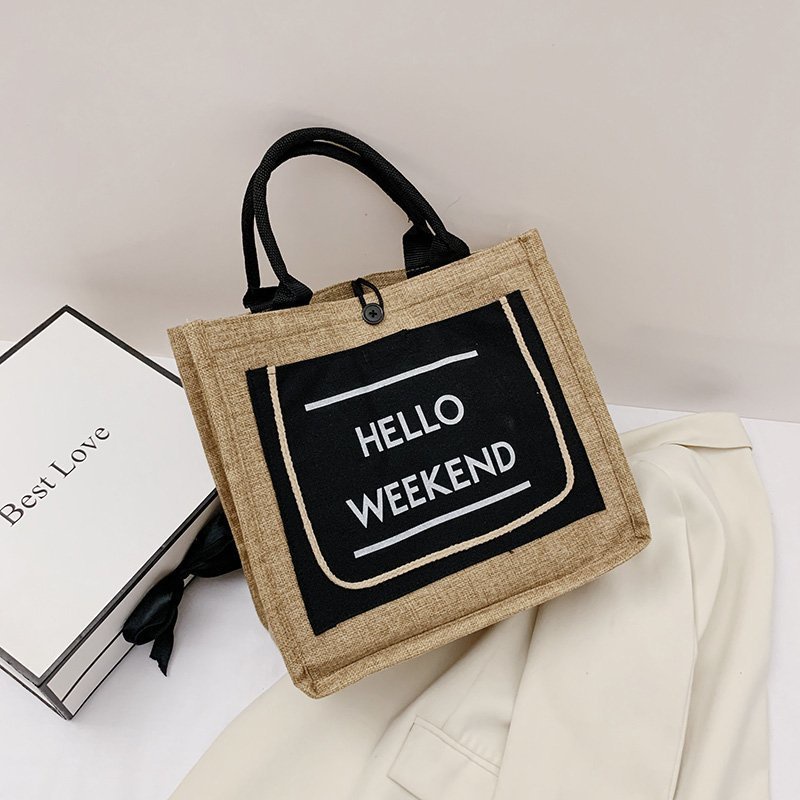 Túi Xách Tay Bằng Vải Lanh Phong Cách Retro Mới Dành Cho Nữ
