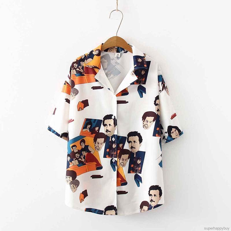 Áo sơ mi nam ngắn tay form rộng họa tiết nổi bật