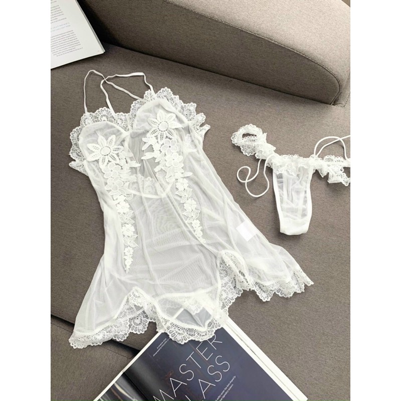 8/3 Đầm ngủ lưới ren 3D 2 bên kèm chip | BigBuy360 - bigbuy360.vn